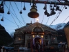 Temple adorned with Lights. Kedarnath Siva in Alankaram, getting ready for Evening Harathi